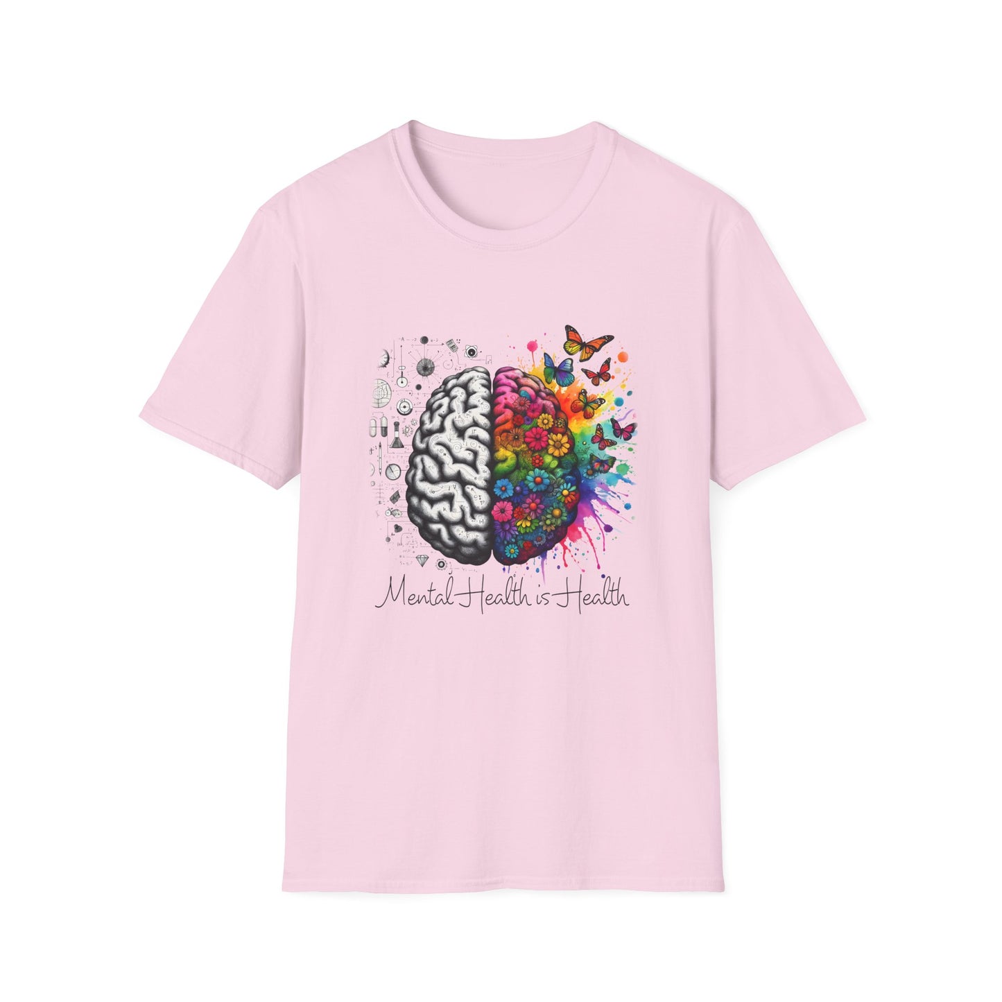 Mental Health is Health T-Shirt, Unisex Softstyle Tee, Positive Vibes, Mental Health Awareness, Gift for Friends, Self-Care Apparel,