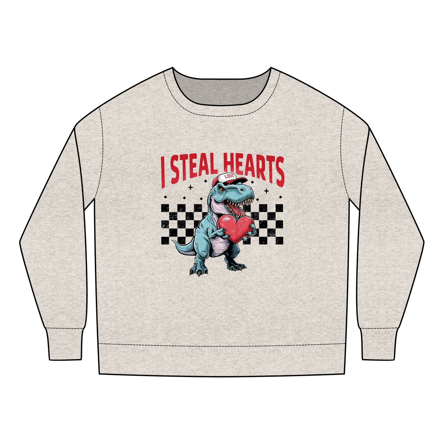 Dinosaur Toddler Sweatshirt, T Rex I Steal Hearts, Cute Kids Sweatshirt, Funny Children's Clothing, Heart Stealer Jumper, Valentine's Day