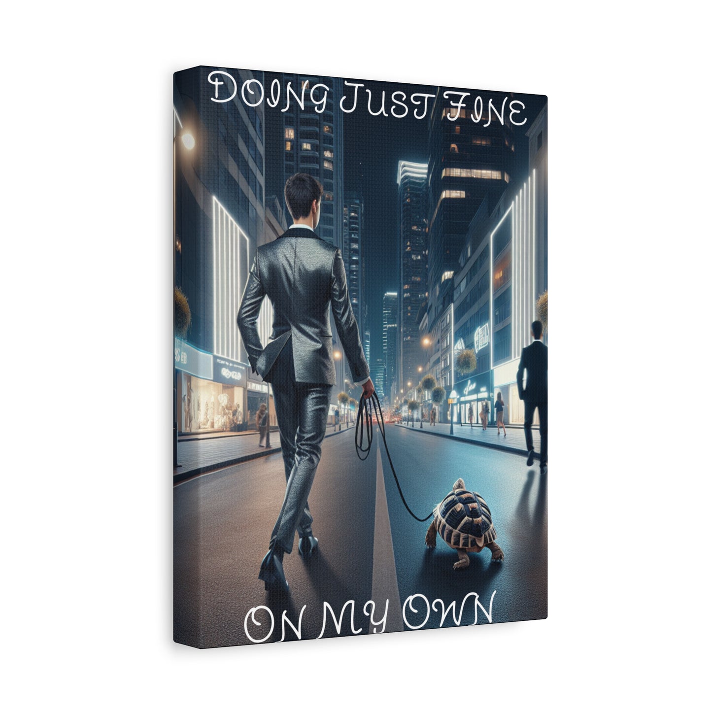 Motivational Canvas Art, "Doing Just Fine on My Own" Wall Decor, Unique Gift for Home Office, Inspirational Wall Art, Self-Care Decor,