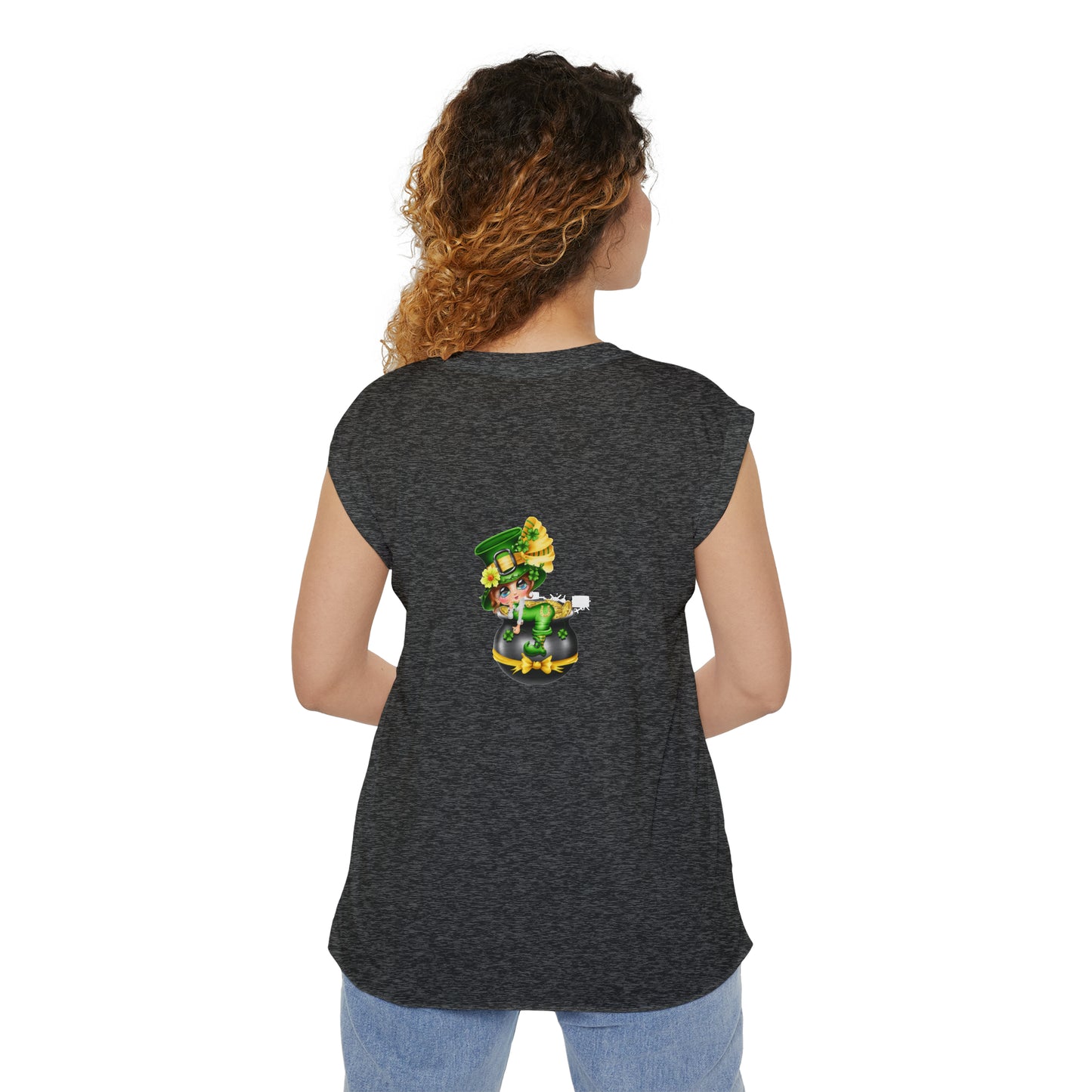 St. Patricks Day Women’s Flowy Rolled Cuffs Muscle Tee