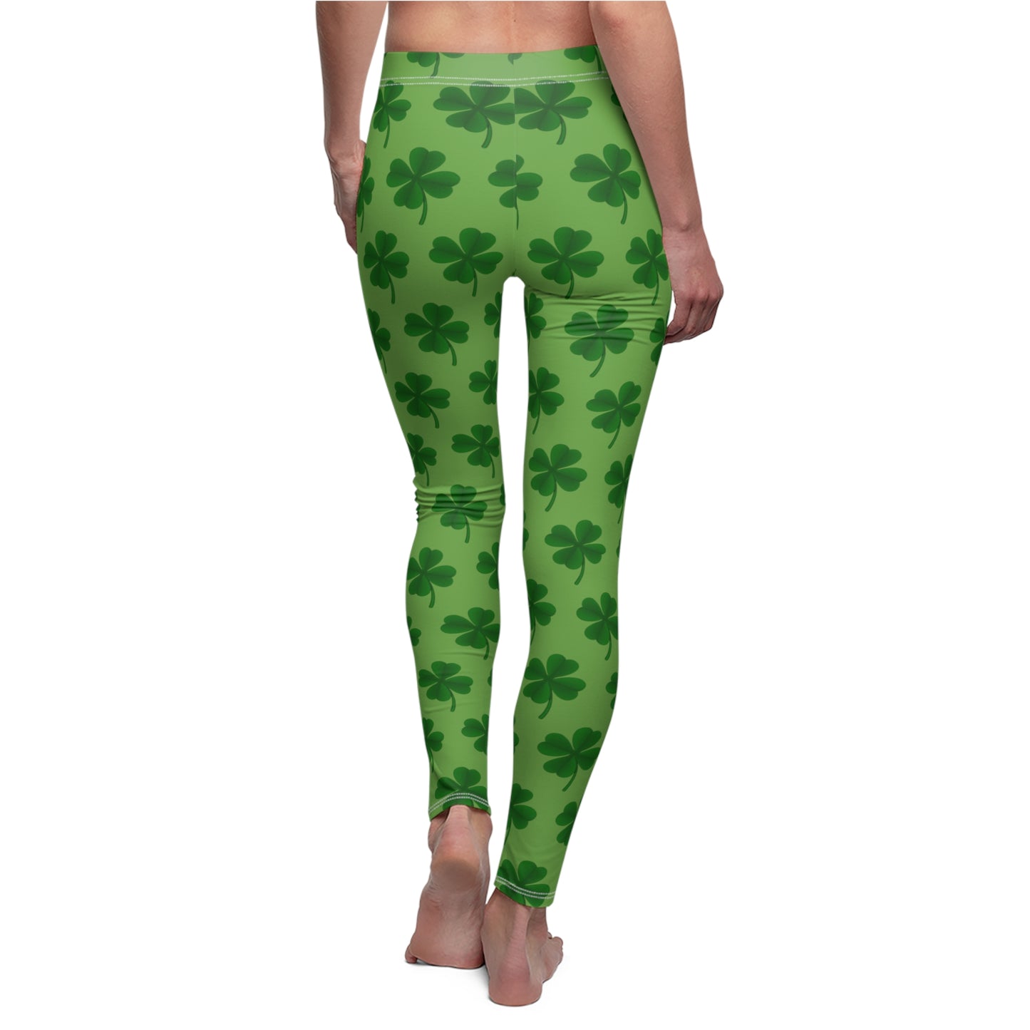 Green on Green Clover Design Women's Cut & Sew Casual Leggings (AOP)