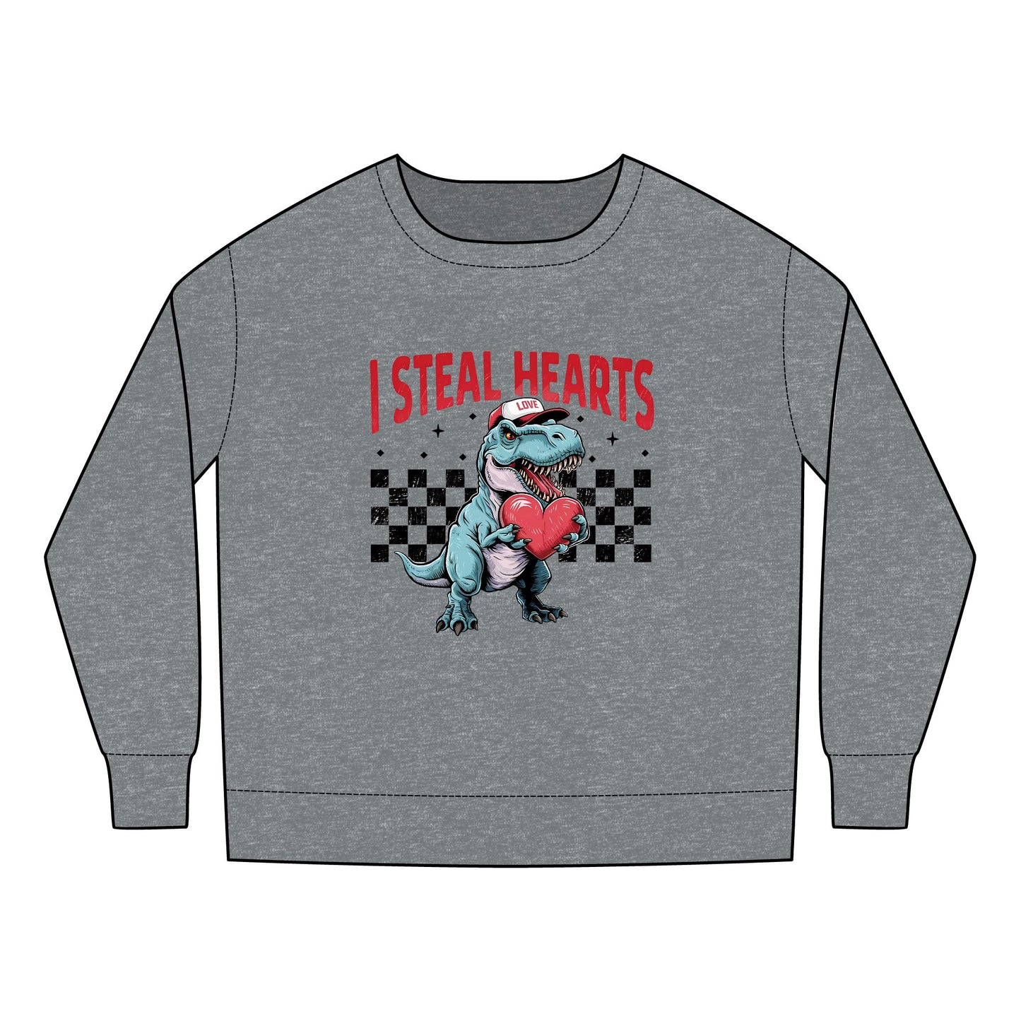 Dinosaur Toddler Sweatshirt, T Rex I Steal Hearts, Cute Kids Sweatshirt, Funny Children's Clothing, Heart Stealer Jumper, Valentine's Day