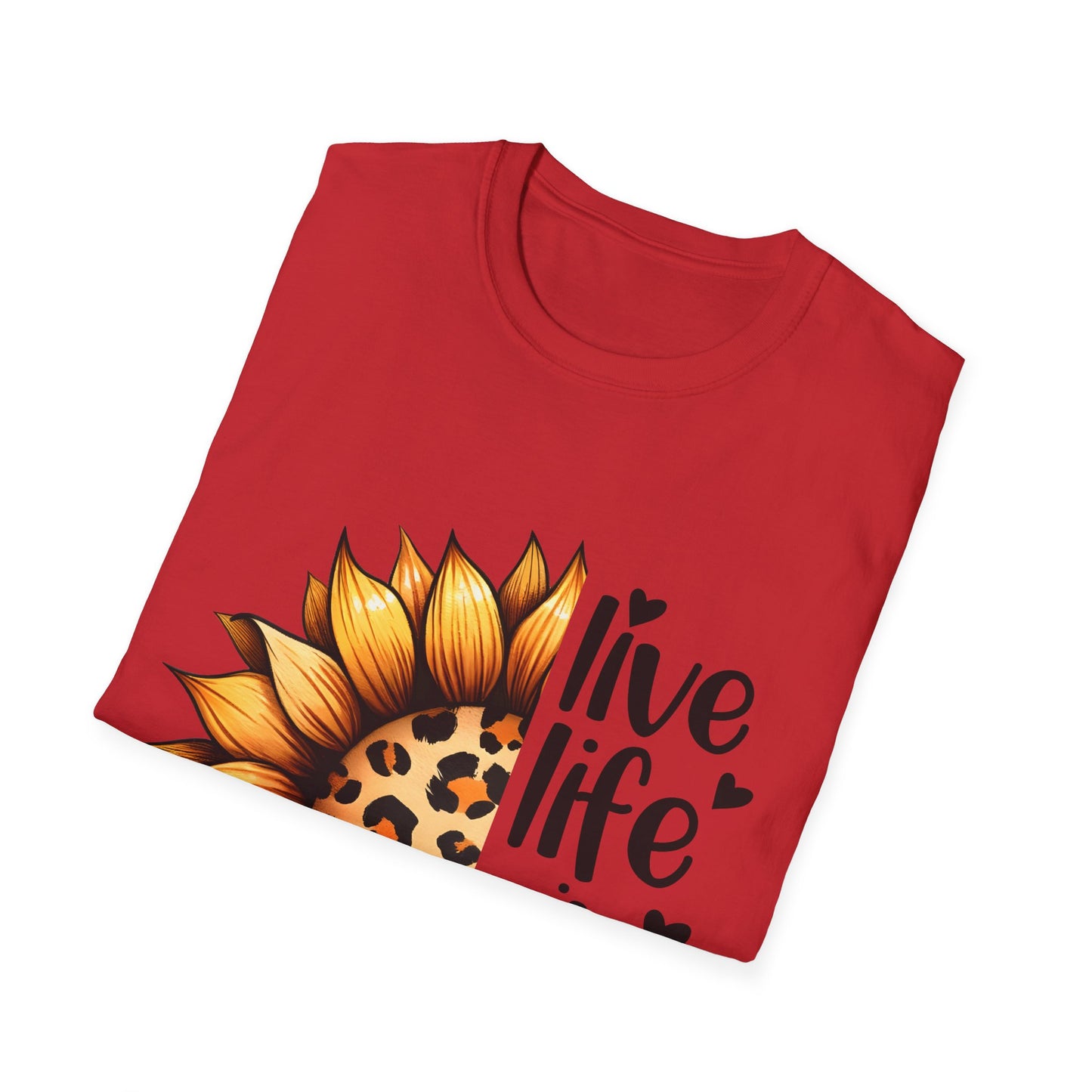 Live Life in Full Bloom Sunflower Tee, Unisex Softstyle T-Shirt, Floral Graphic Shirt, Gift for Nature Lovers, Spring/Summer Fashion,