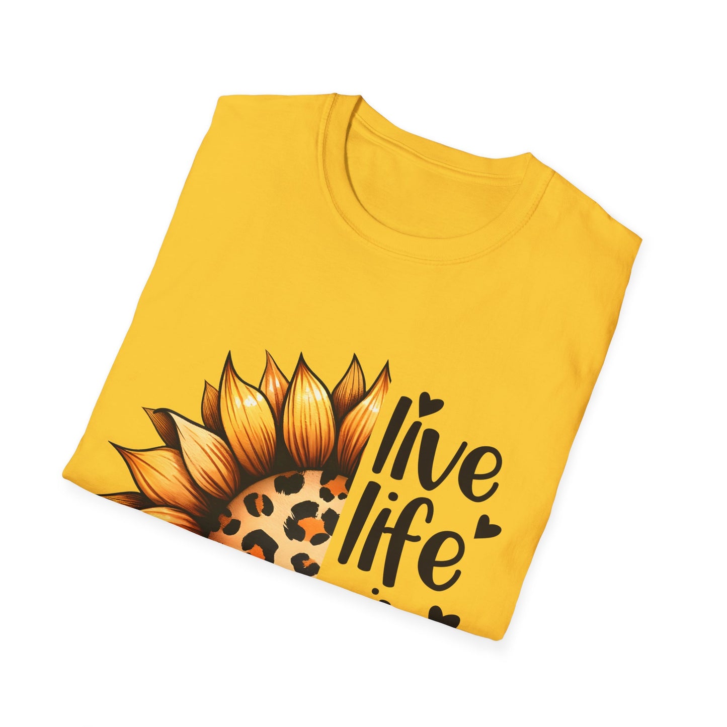 Live Life in Full Bloom Sunflower Tee, Unisex Softstyle T-Shirt, Floral Graphic Shirt, Gift for Nature Lovers, Spring/Summer Fashion,