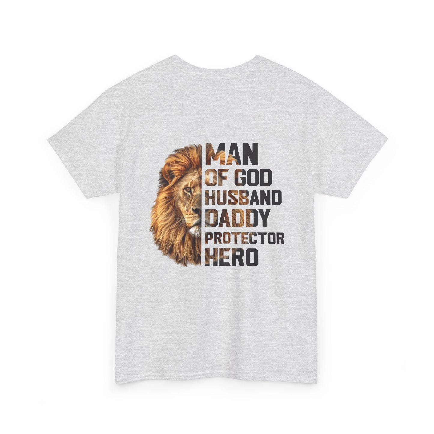 Lion Faith Husband Tee, Protector Shirt, Unisex Christian Tshirt, Daddy Tee, Man of God Top, Religious Gift, Lion Print Shirt, Faith Words