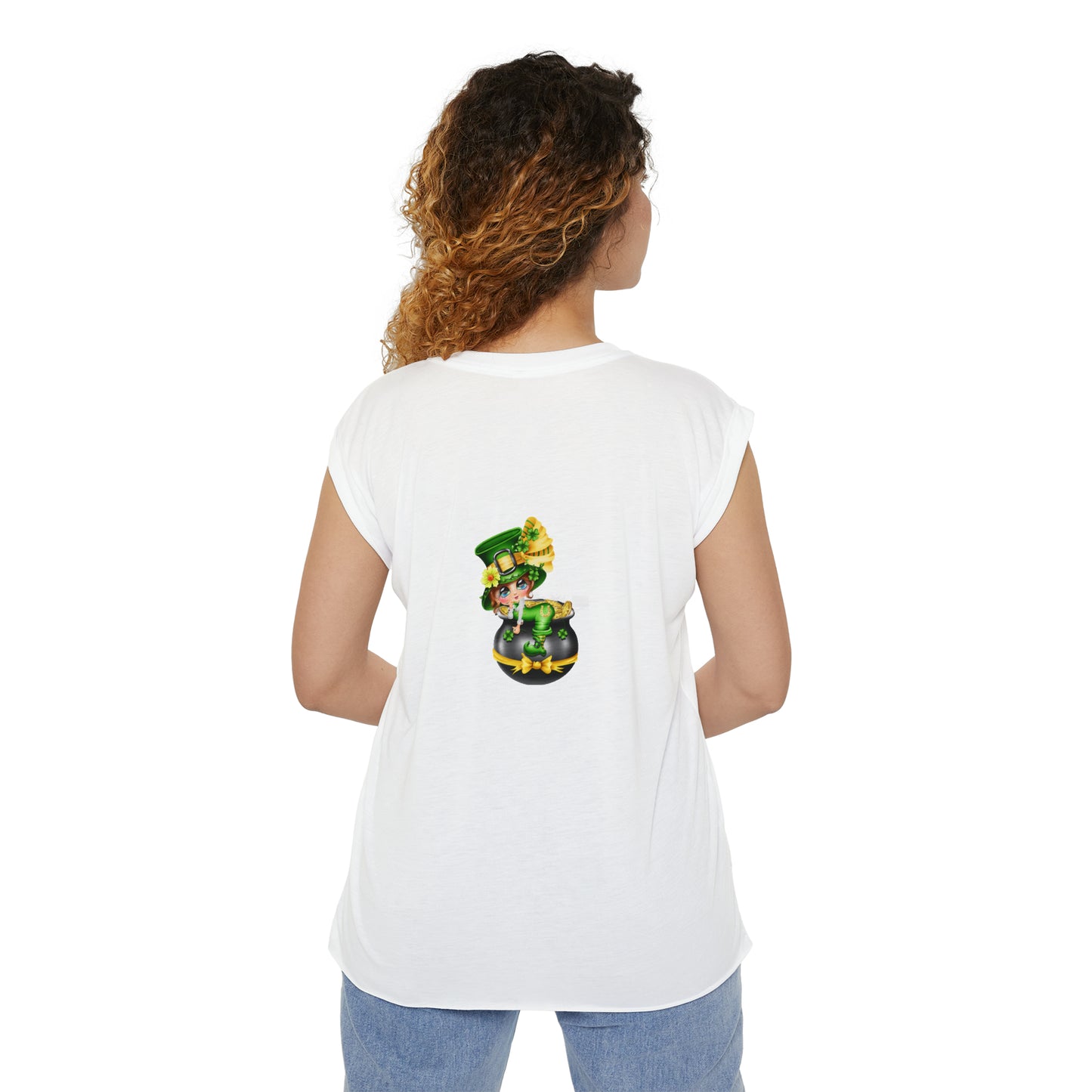 St. Patricks Day Women’s Flowy Rolled Cuffs Muscle Tee