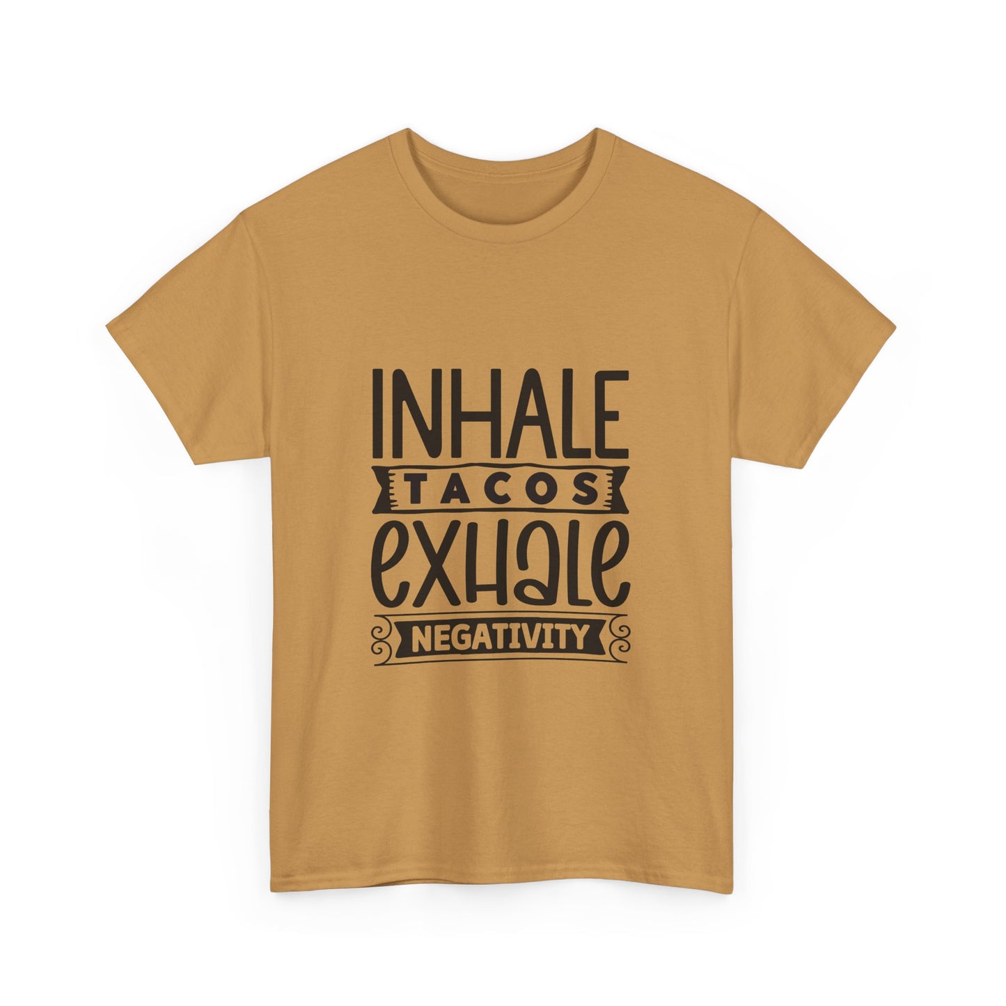 Inhale Tacos Exhale Negativity Tee | Funny Foodie Shirt | Unisex Cotton T-Shirt, Taco Lover Gift, Relaxation Apparel, Casual Wear, Positive