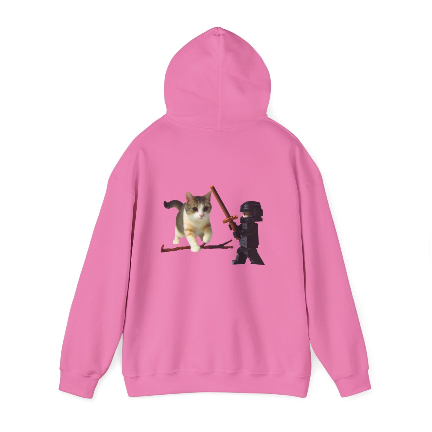 Hooded Sweatshirt - Lego Darth Vader Sword Fighting Giant Cat Design