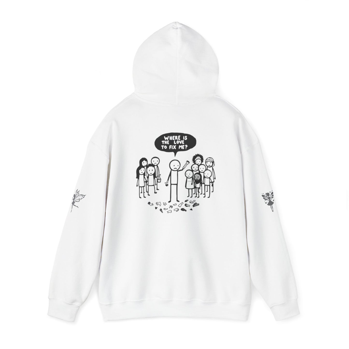 Hoodie - Broken Stick Figure Asking Who Can Fix Them