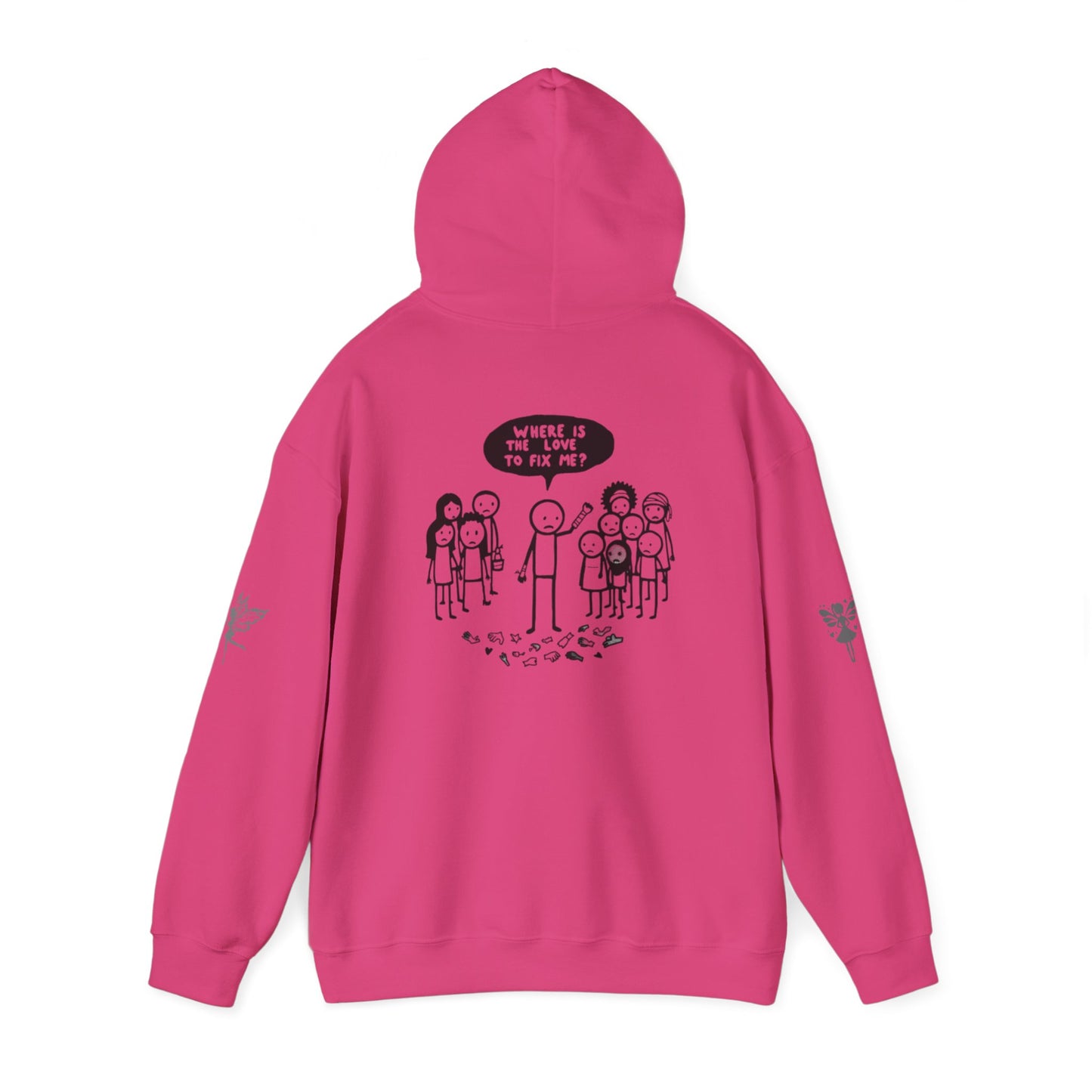 Hoodie - Broken Stick Figure Asking Who Can Fix Them