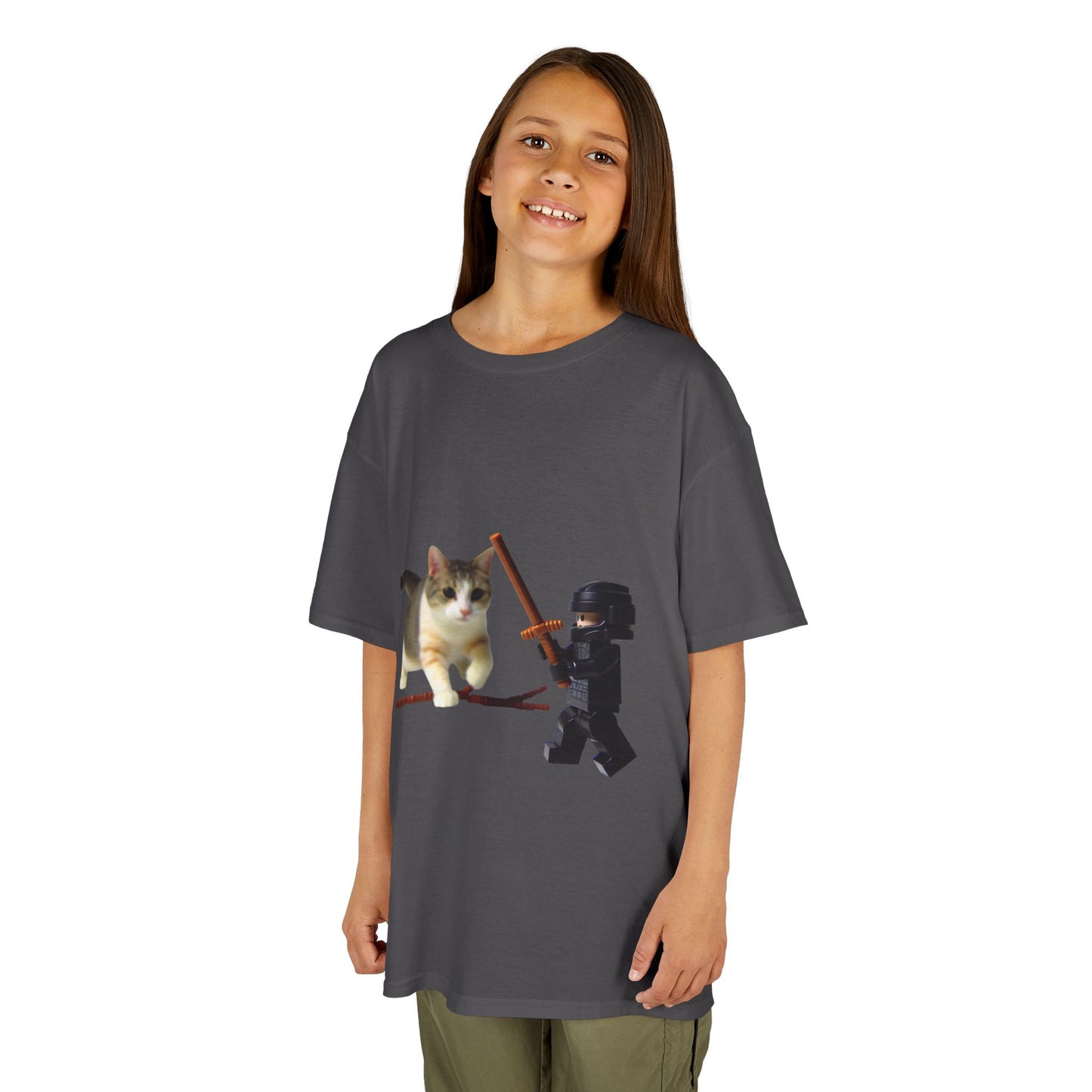 Cat Sword Fights Lego Vader Kids Heavy Cotton™ Tee