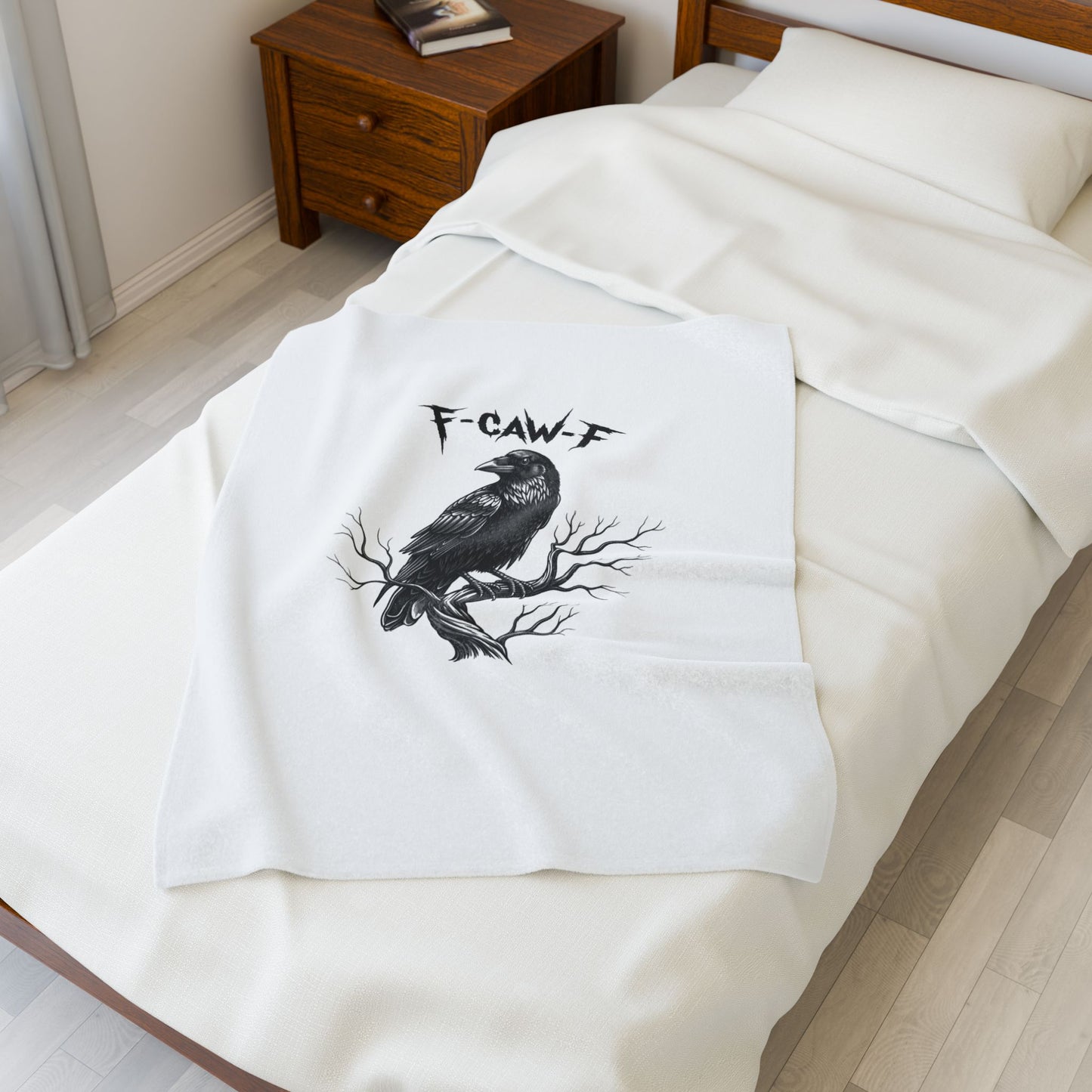 Cawing Raven Plush Blanket | Soft Throw for Cozy Nights, Home Decor, Gifts for Bird Lovers, Halloween Decor, Rustic Living