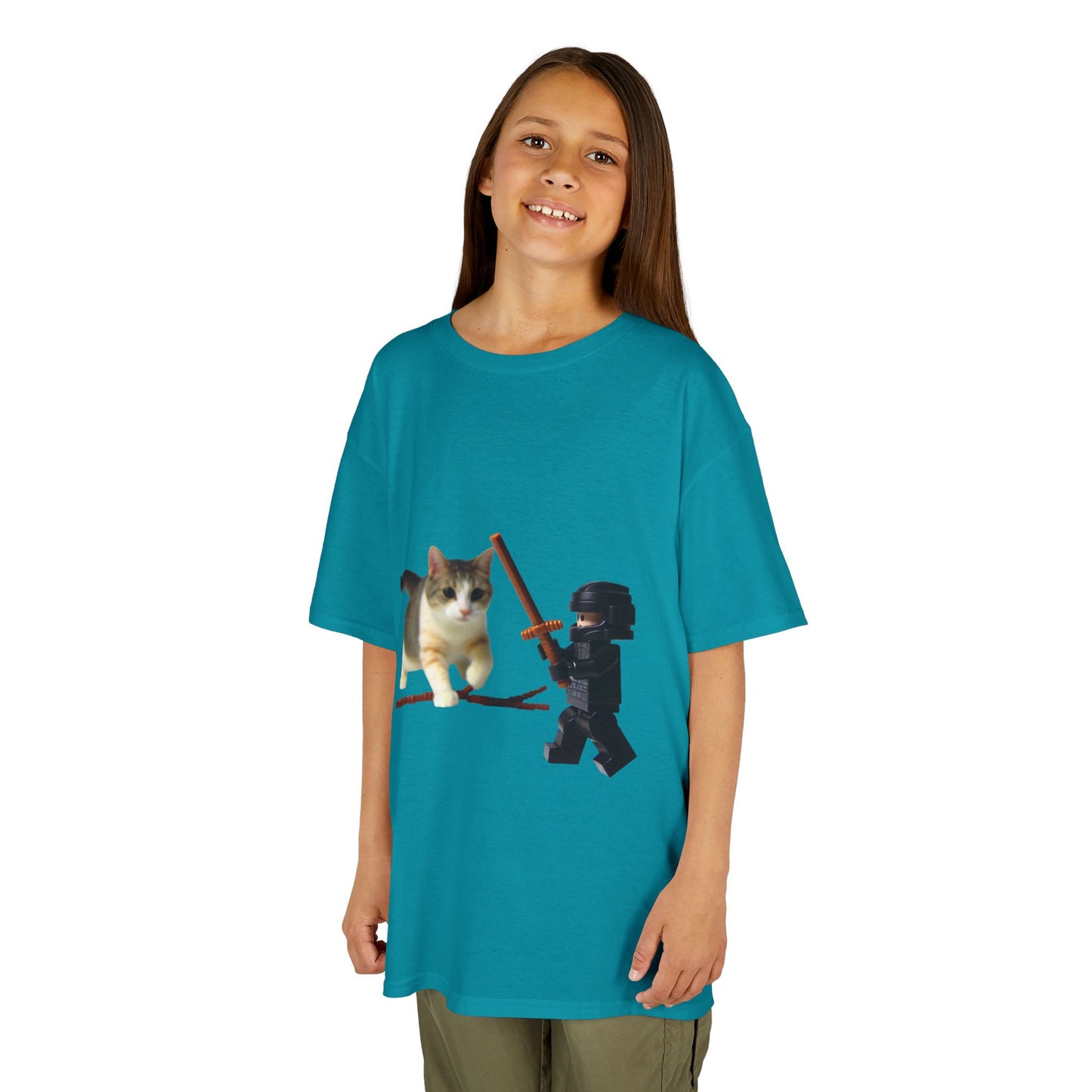Cat Sword Fights Lego Vader Kids Heavy Cotton™ Tee