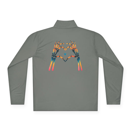 rainbow bones hands making heart shape.  Simple Unisex Quarter-Zip Pullover