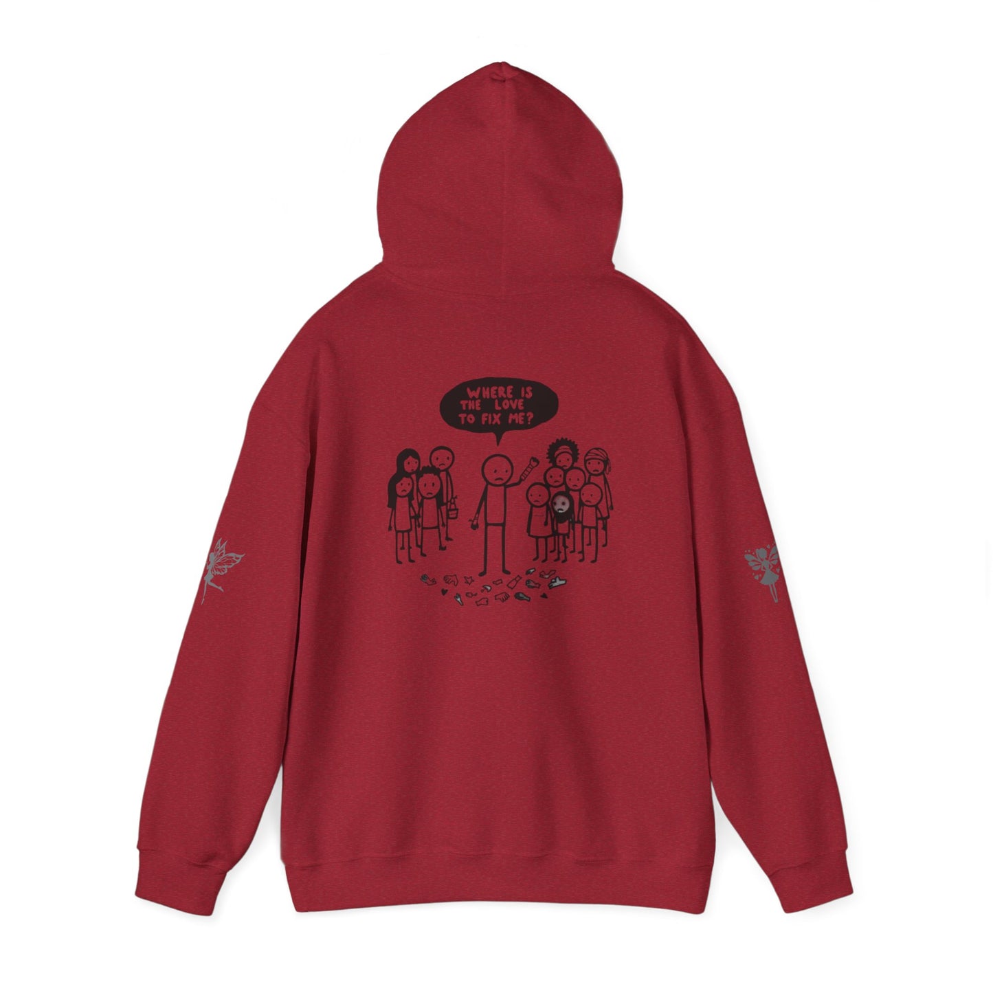 Hoodie - Broken Stick Figure Asking Who Can Fix Them