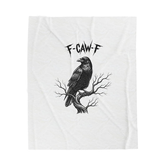 Cawing Raven Plush Blanket | Soft Throw for Cozy Nights, Home Decor, Gifts for Bird Lovers, Halloween Decor, Rustic Living