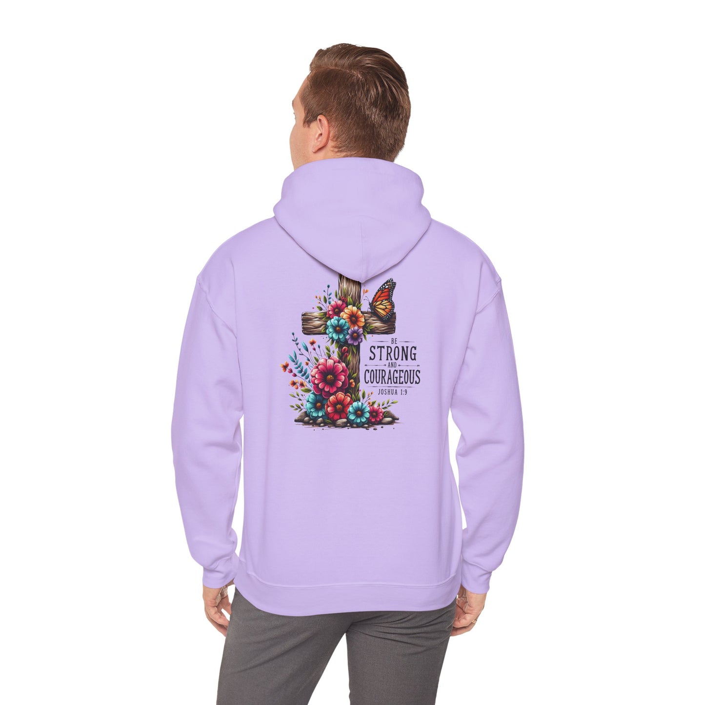 Christian Hooded Sweatshirt 'Strong and Courageous Proverbs'