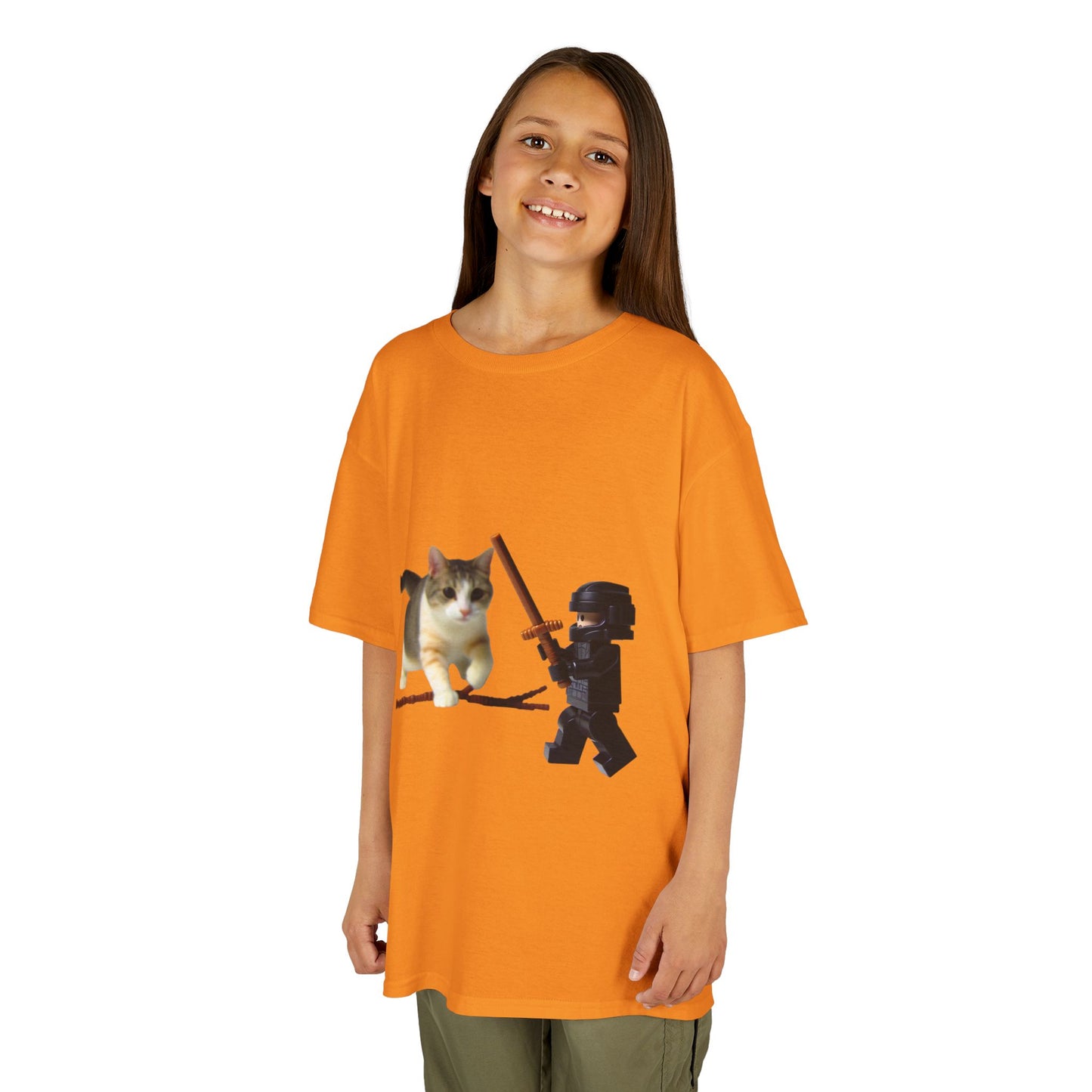 Cat Sword Fights Lego Vader Kids Heavy Cotton™ Tee
