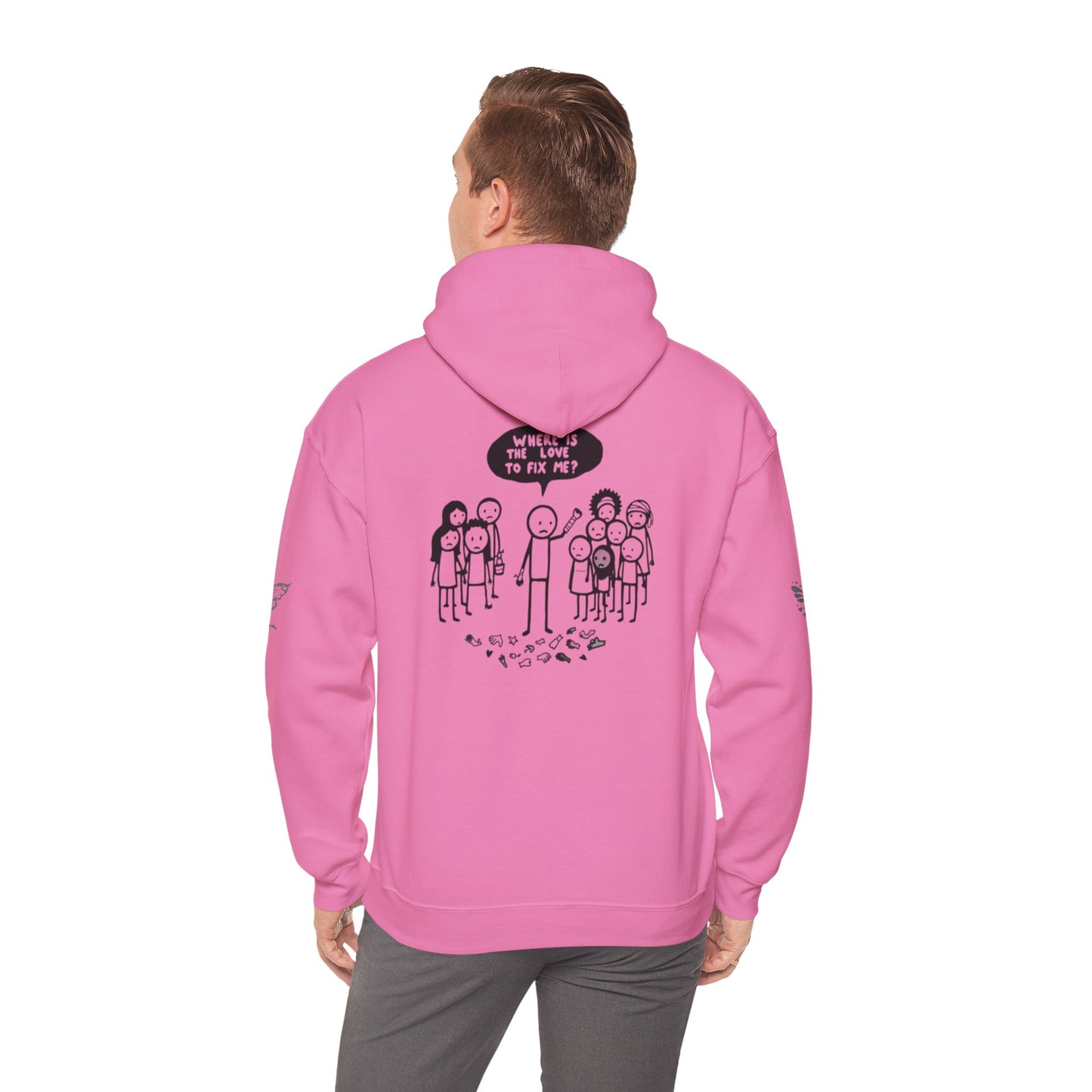Hoodie - Broken Stick Figure Asking Who Can Fix Them