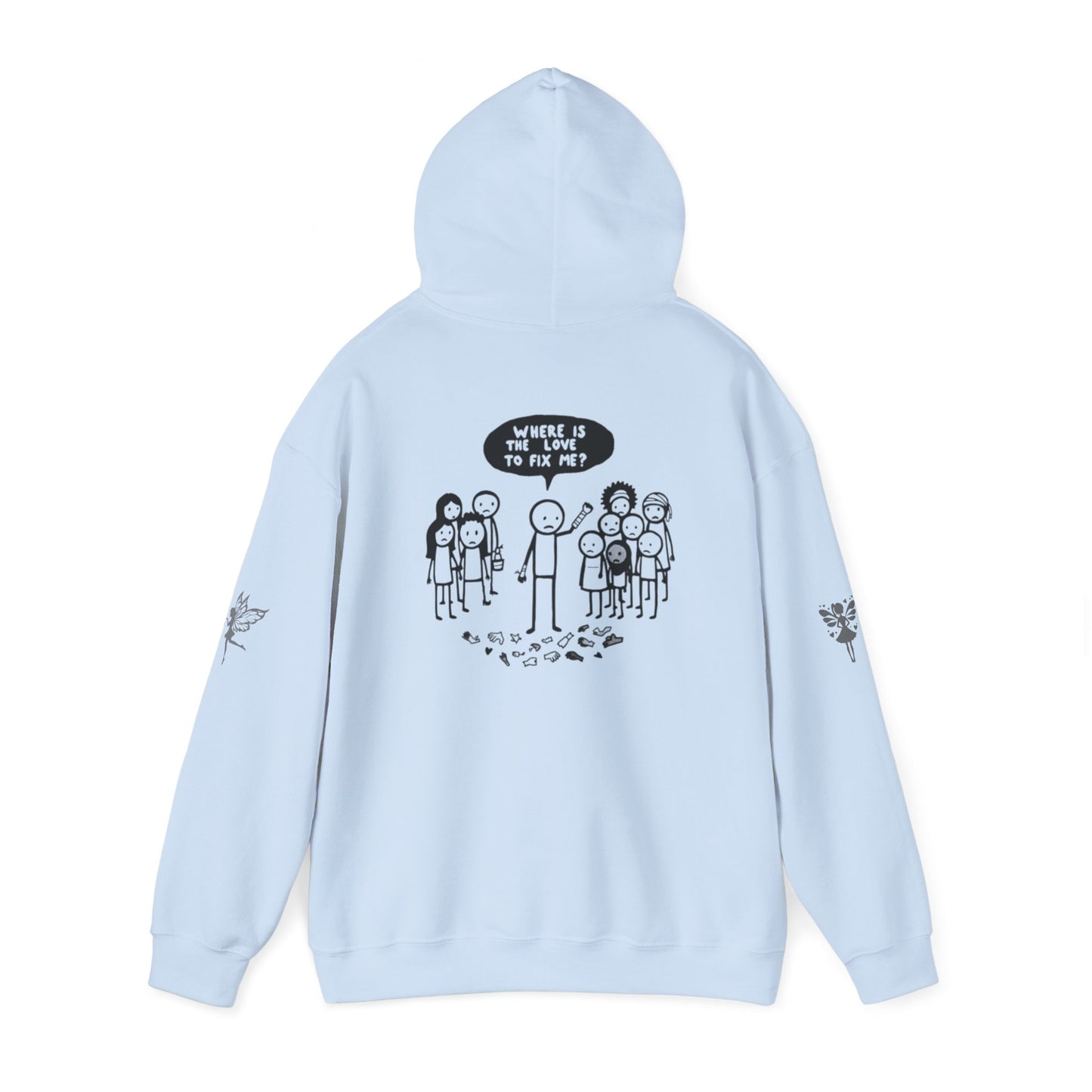 Hoodie - Broken Stick Figure Asking Who Can Fix Them