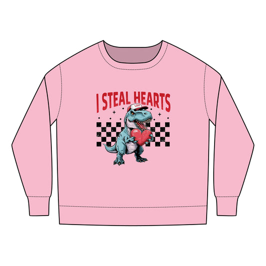 Dinosaur Toddler Sweatshirt, T Rex I Steal Hearts, Cute Kids Sweatshirt, Funny Children's Clothing, Heart Stealer Jumper, Valentine's Day