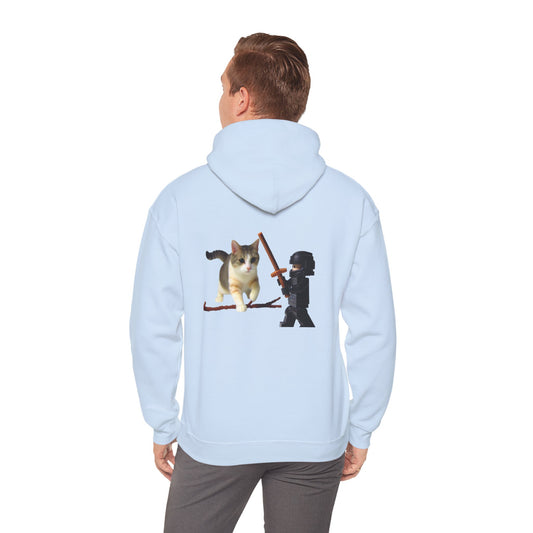 Hooded Sweatshirt - Lego Darth Vader Sword Fighting Giant Cat Design