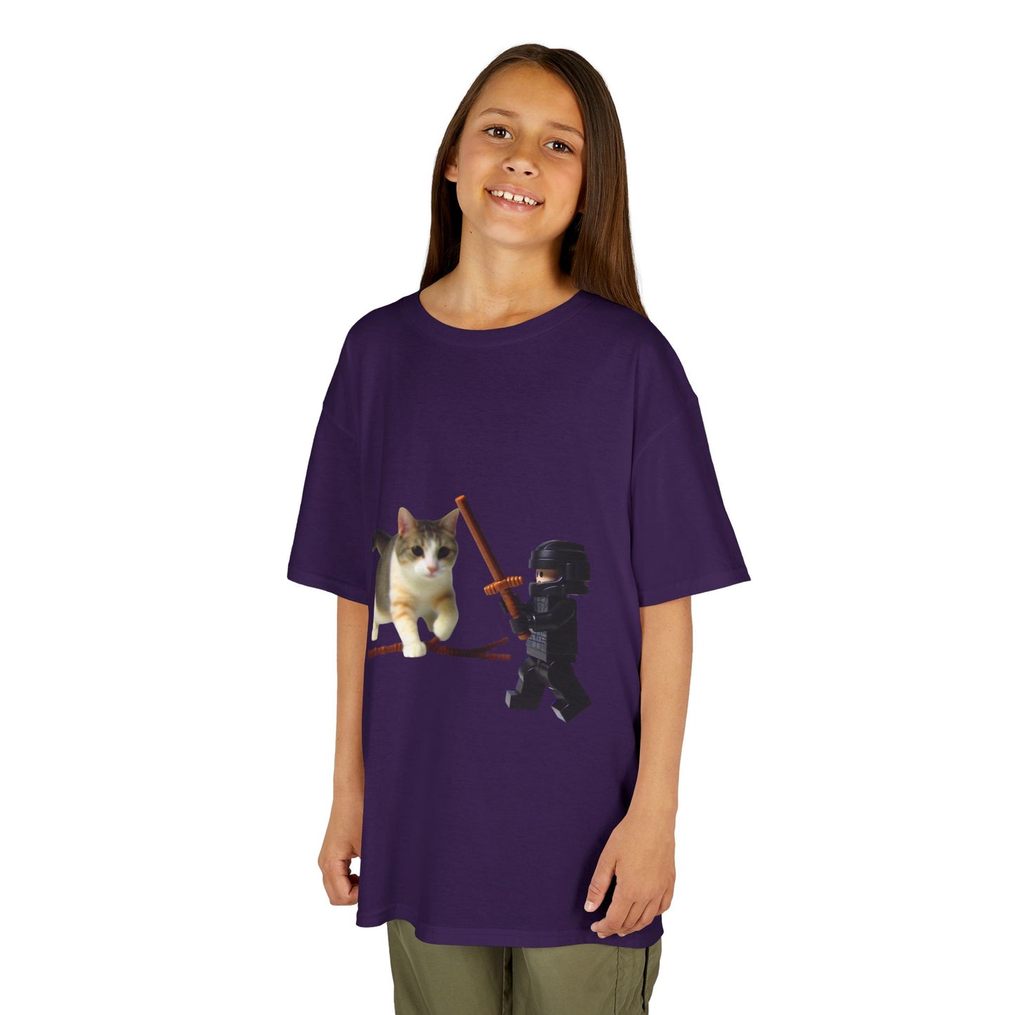 Cat Sword Fights Lego Vader Kids Heavy Cotton™ Tee