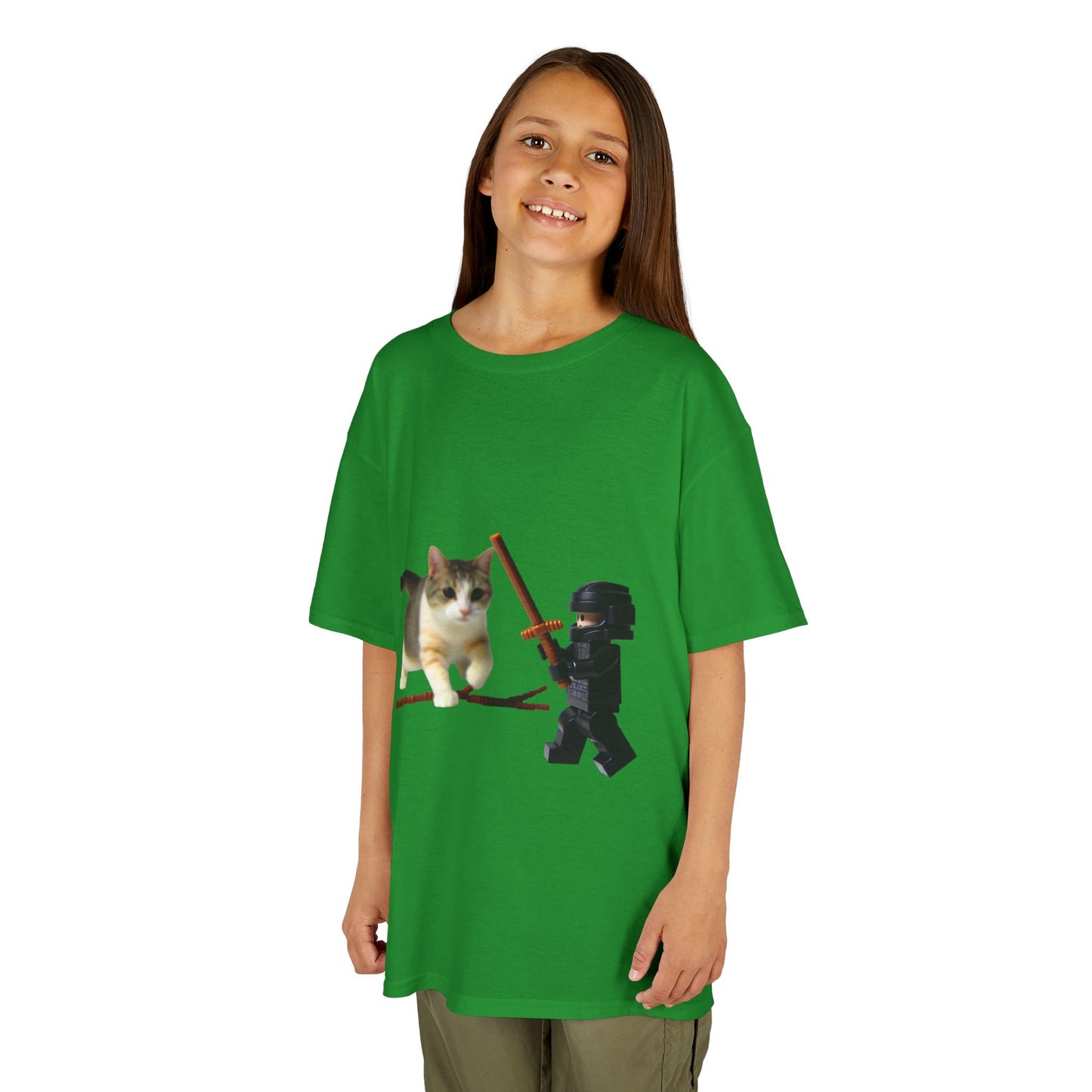 Cat Sword Fights Lego Vader Kids Heavy Cotton™ Tee