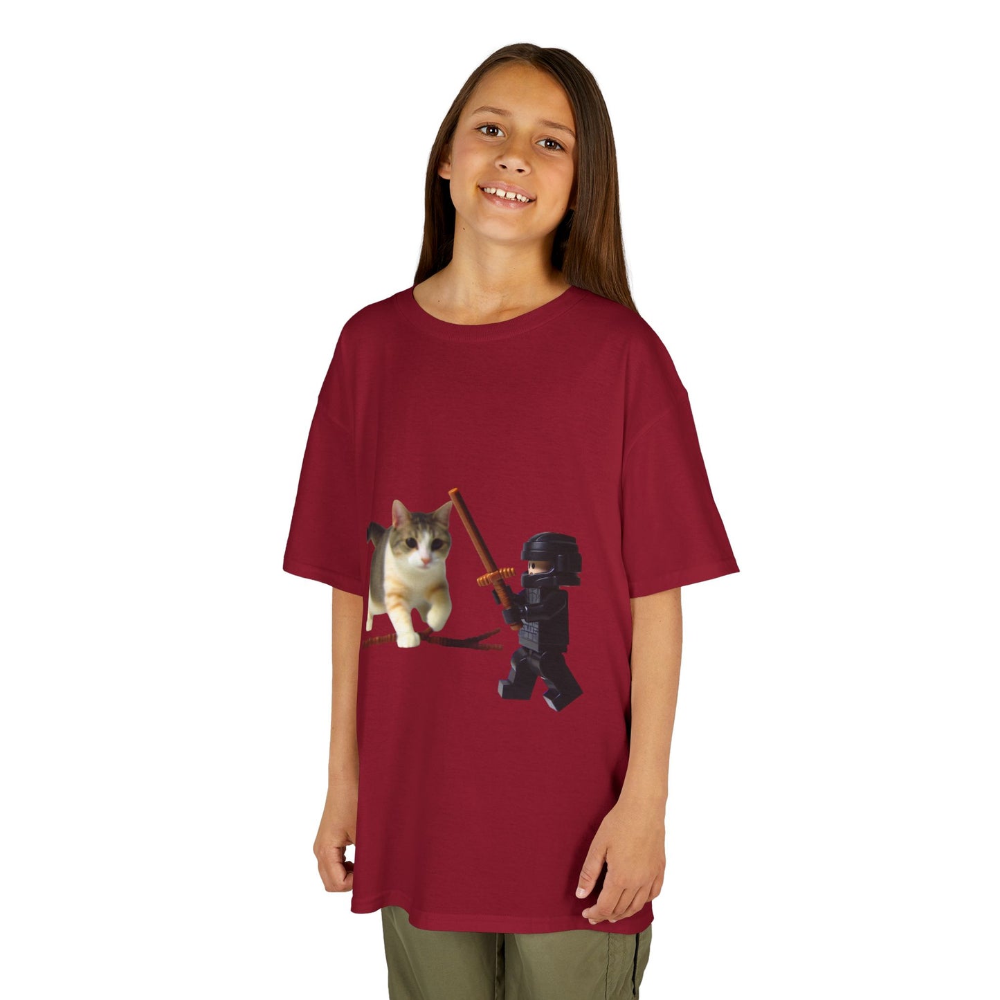 Cat Sword Fights Lego Vader Kids Heavy Cotton™ Tee