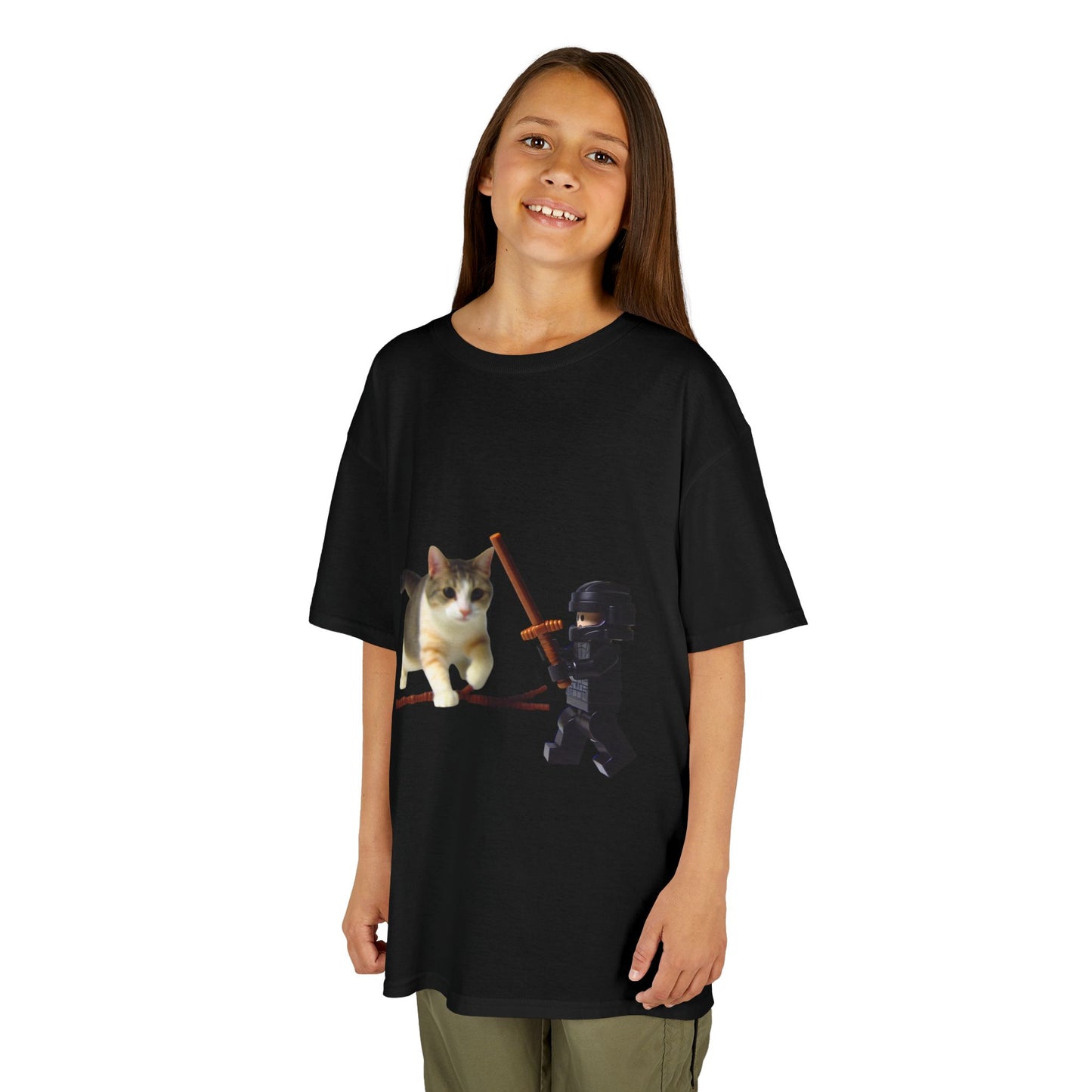 Cat Sword Fights Lego Vader Kids Heavy Cotton™ Tee
