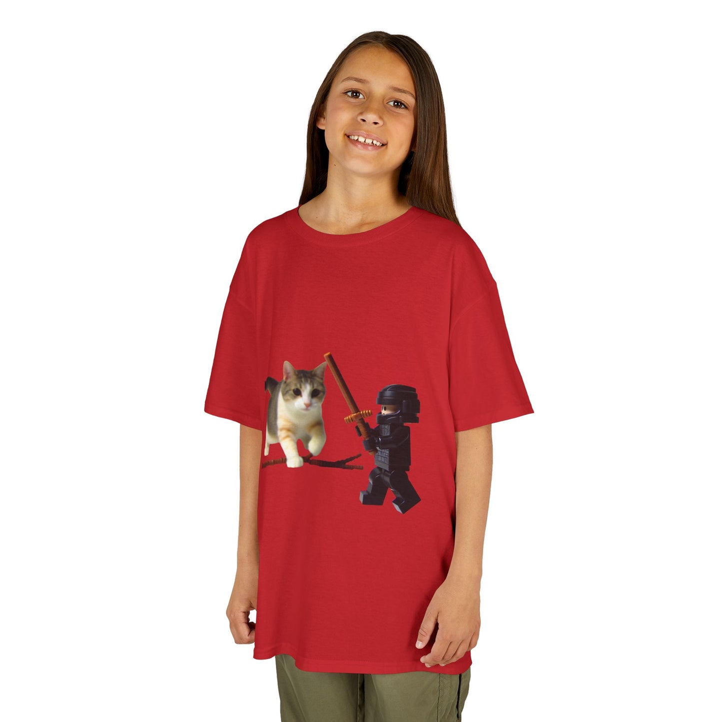 Cat Sword Fights Lego Vader Kids Heavy Cotton™ Tee