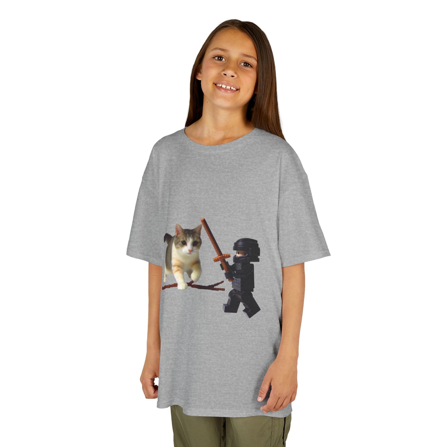 Cat Sword Fights Lego Vader Kids Heavy Cotton™ Tee
