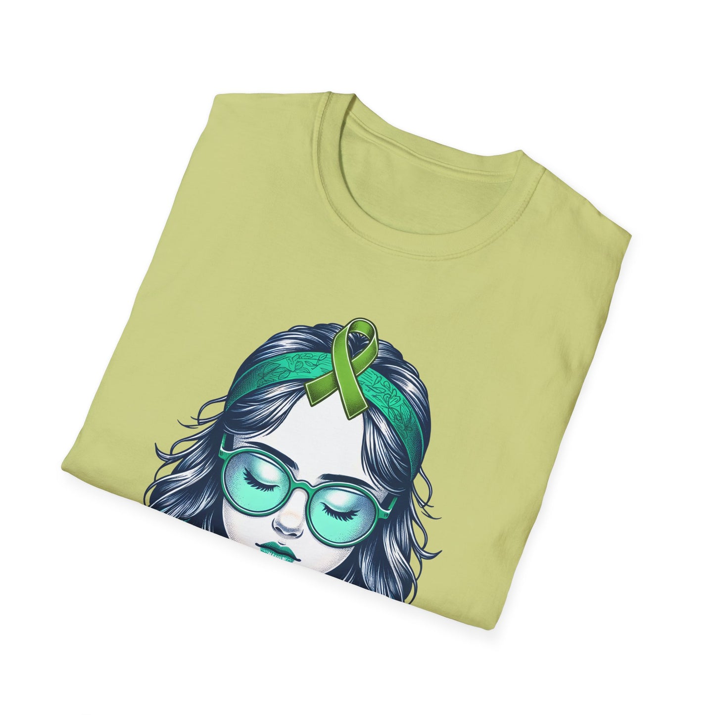 Empowered Green Hair T-Shirt | Unisex Softstyle Tee for Empowerment, Cancer Awareness, Mental Health Warrior