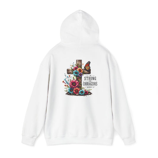 Christian Hooded Sweatshirt 'Strong and Courageous Proverbs'