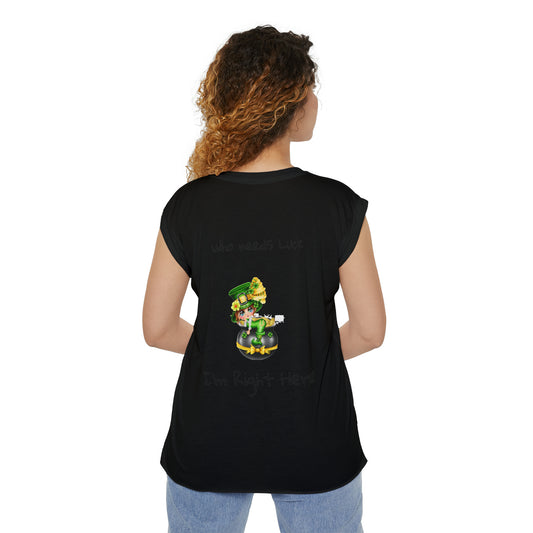 St. Patricks Day Flowy Rolled Cuffs Muskelshirt für Damen