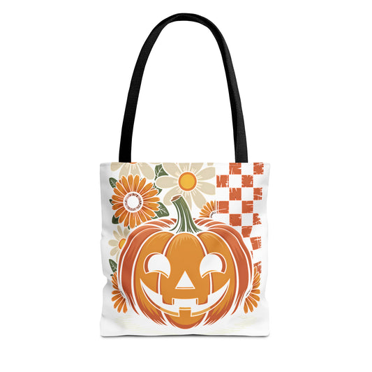 Autumn Pumpkin Tote Bag, Halloween Gift, Eco-Friendly Shopping, Seasonal Bag, Fall Decor, Floral Pumpkin Handbag