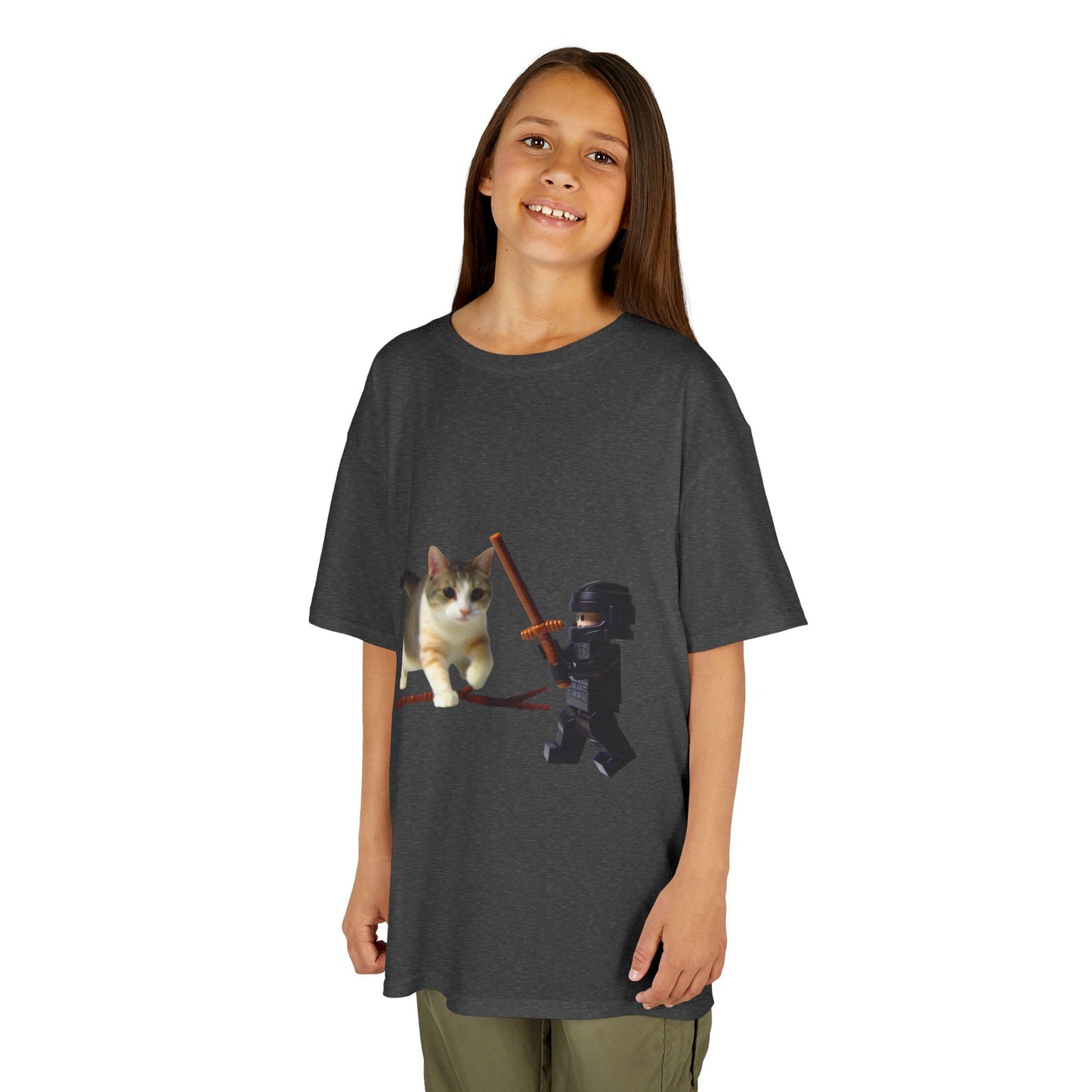 Cat Sword Fights Lego Vader Kids Heavy Cotton™ Tee