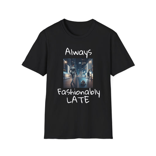 Fashionably Late Tortoise Unisex T-Shirt, Funny Mens Graphic Tee, Nightlife City Street Fashion Shirt, Men's Urban Style Top, Unique Gift