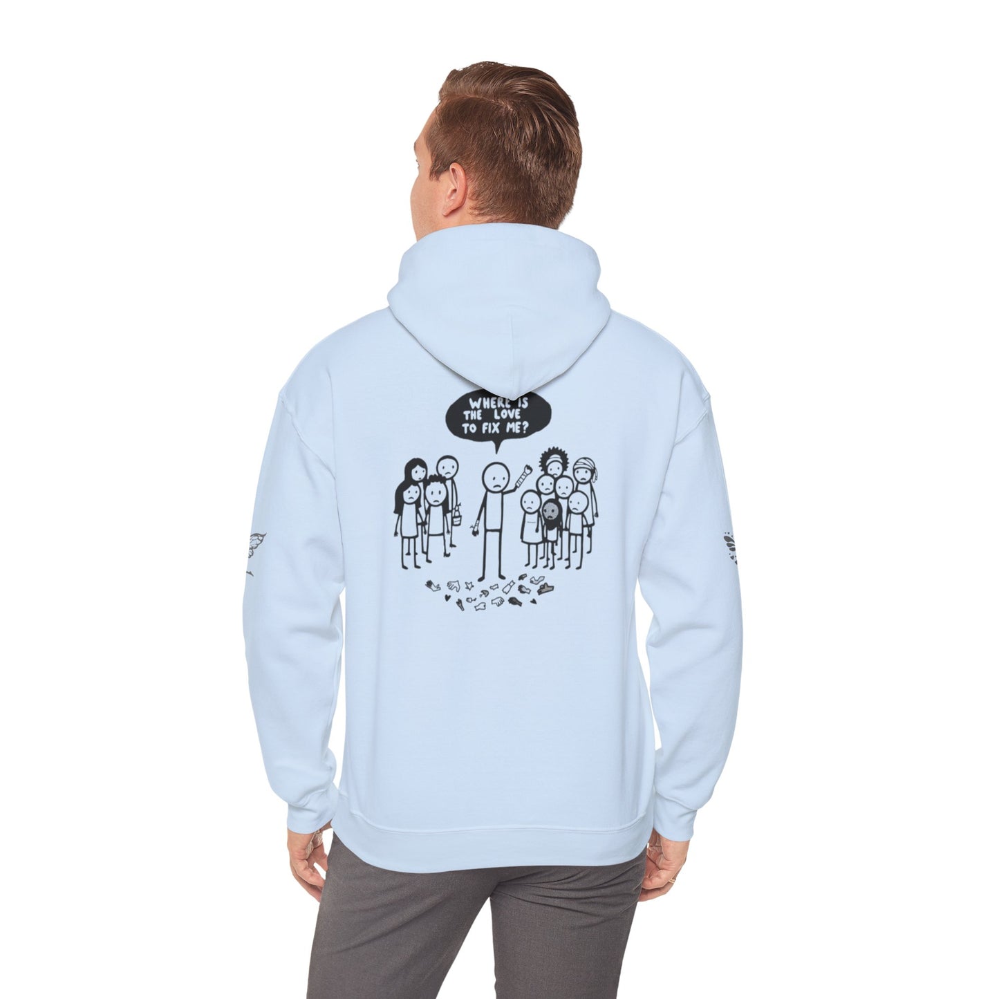 Hoodie - Broken Stick Figure Asking Who Can Fix Them