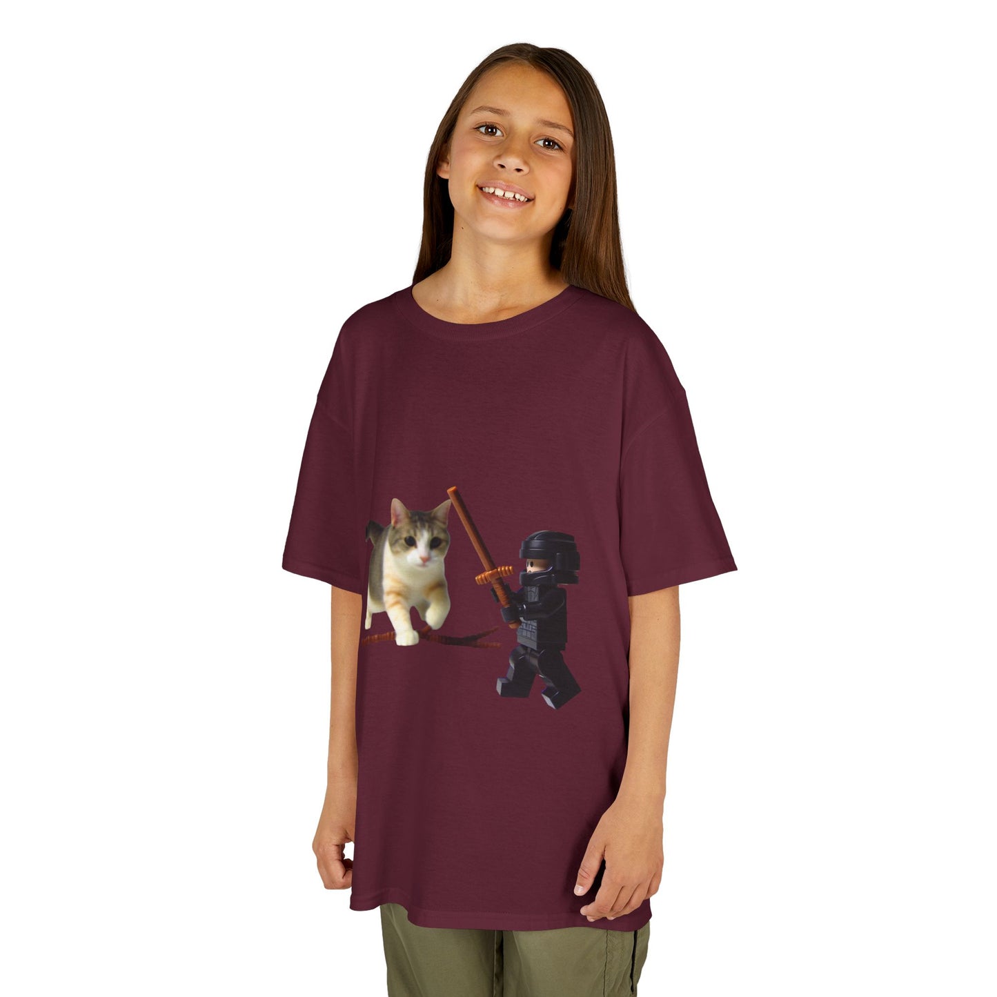 Cat Sword Fights Lego Vader Kids Heavy Cotton™ Tee