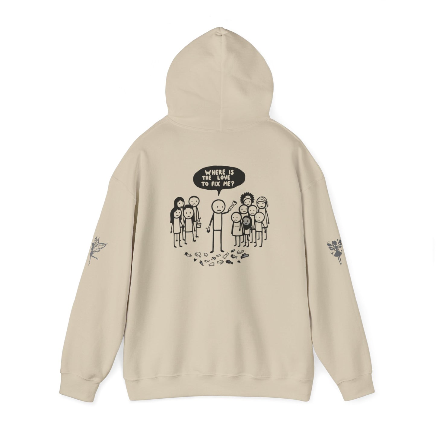 Hoodie - Broken Stick Figure Asking Who Can Fix Them