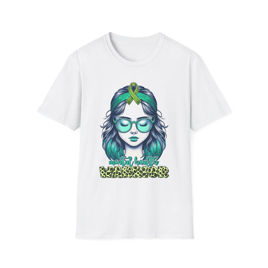 Empowered Green Hair T-Shirt | Unisex Softstyle Tee for Empowerment, Cancer Awareness, Mental Health Warrior